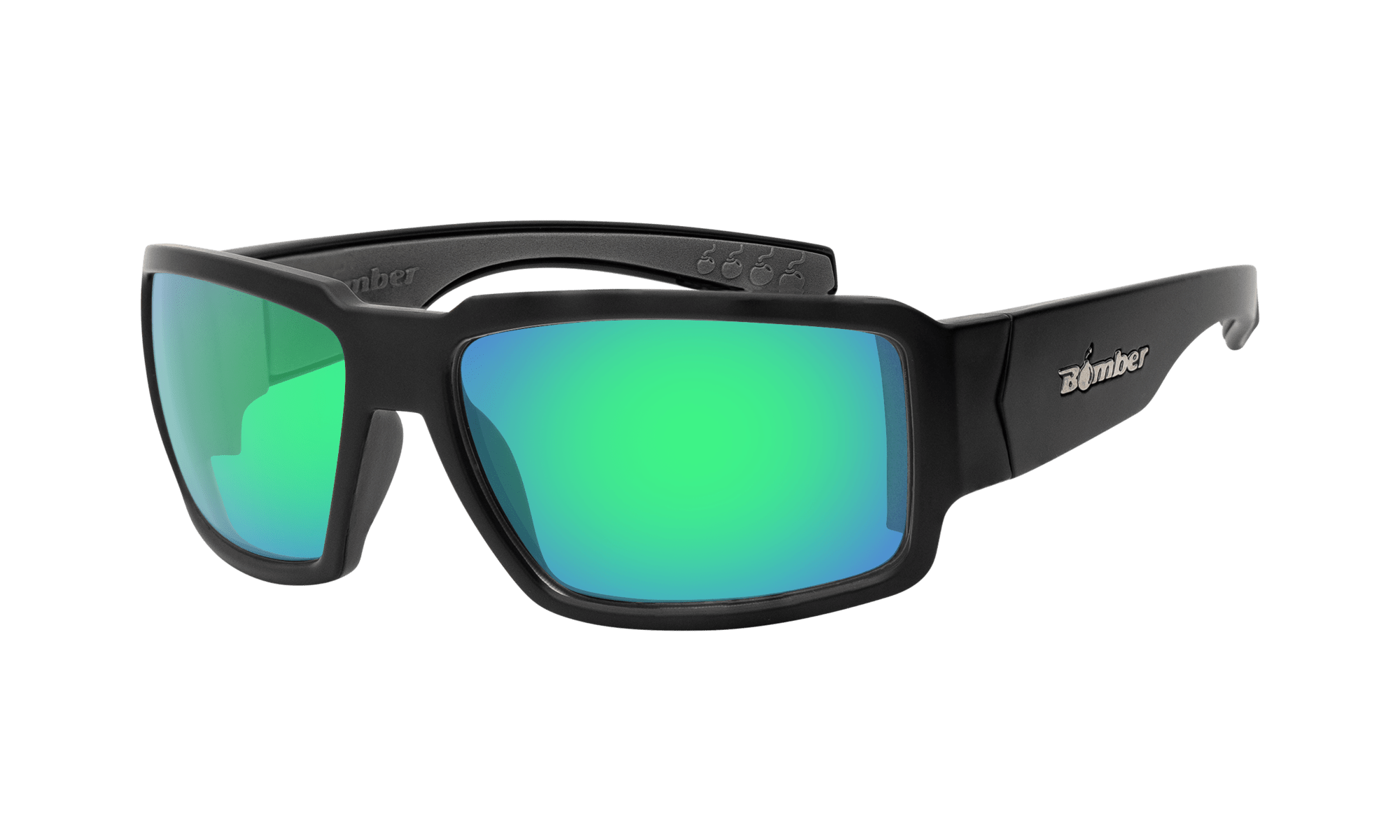 Oakley ミラーグリーン サングラス　ぴーちゃん Green Mirror Lens Safety Sunglasses with Matte Black Frame