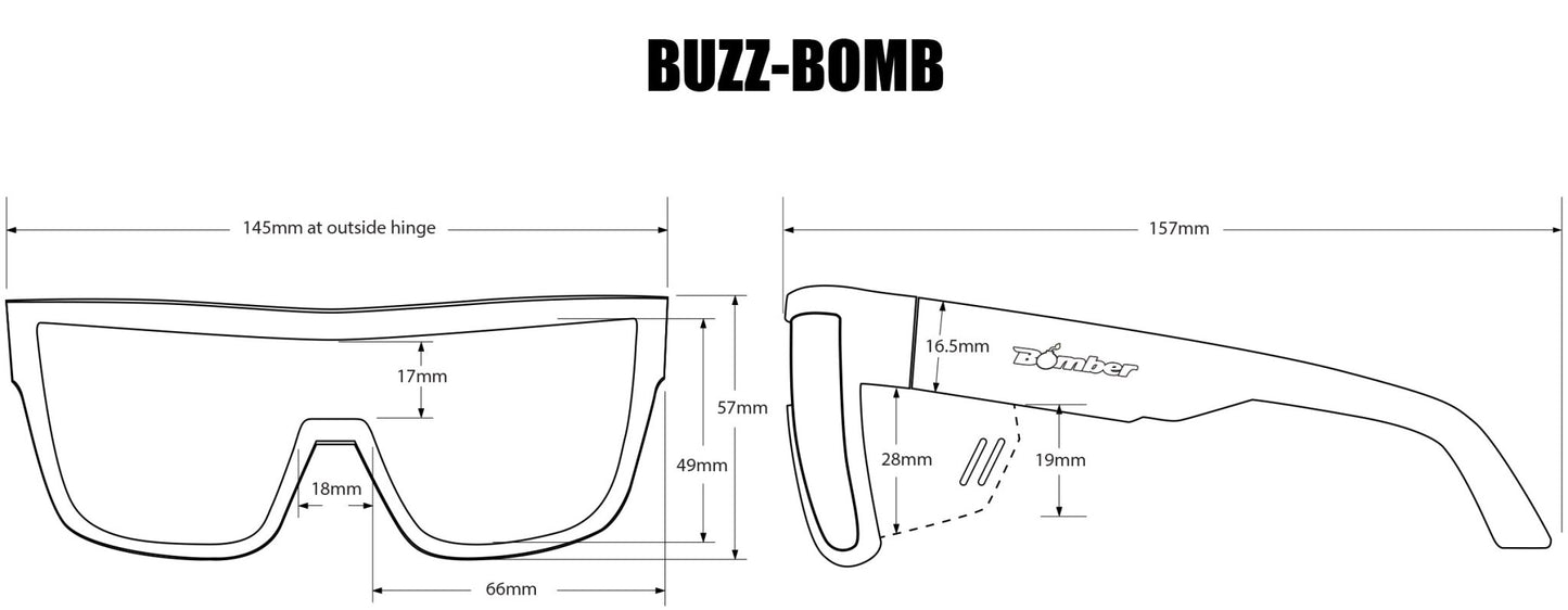 BUZZ Bomb Safety - Clear - Safety Glasses - Bomber Eyewear - BZ101
