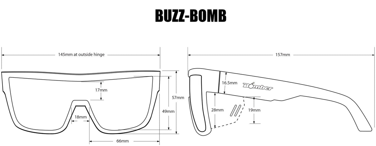 BUZZ Bomb Safety - Polarized Tortoise - Safety Glasses - Bomber Eyewear - BZ112