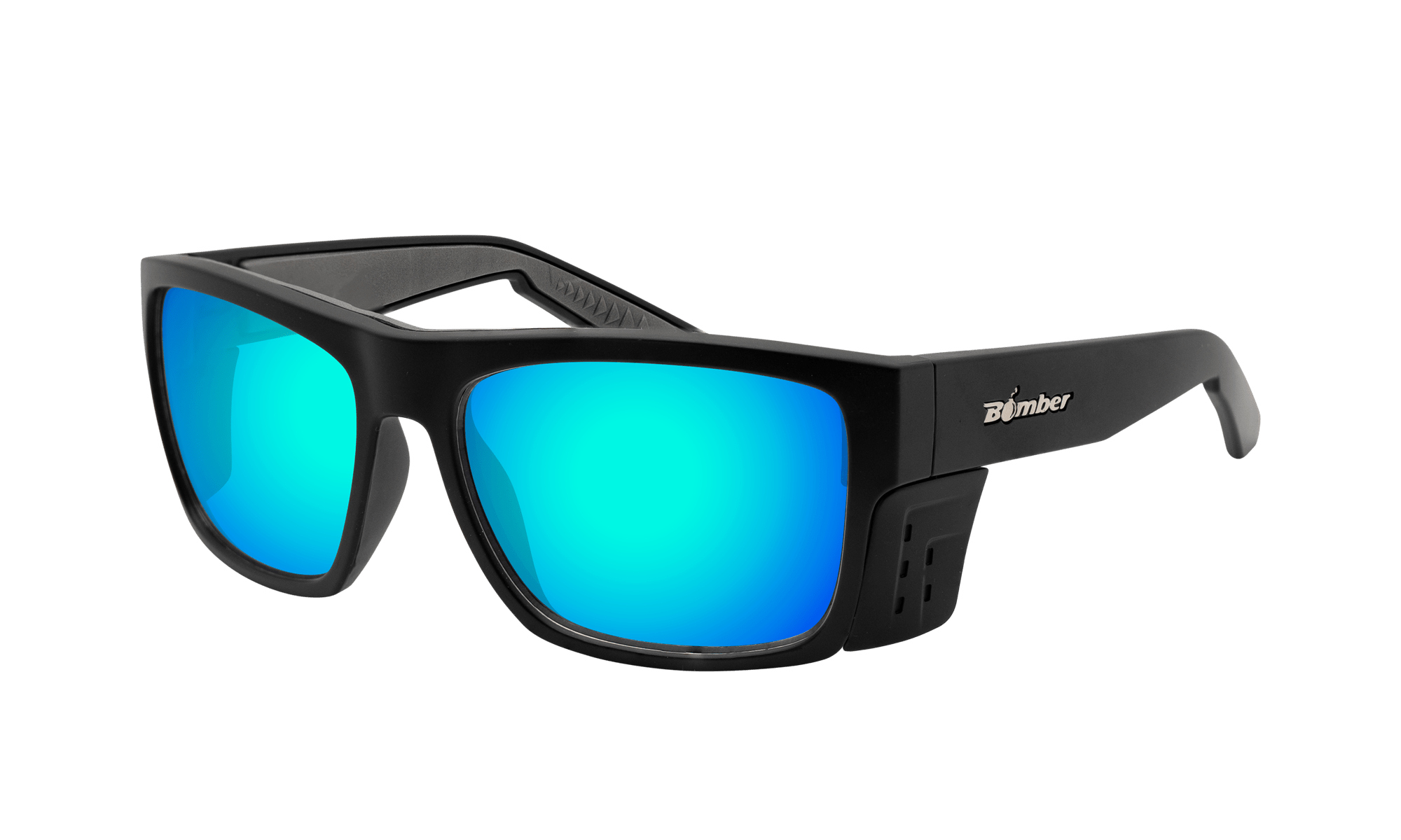 Clutch Matte Black Safety Glasses Frame with Ice Blue Lenses