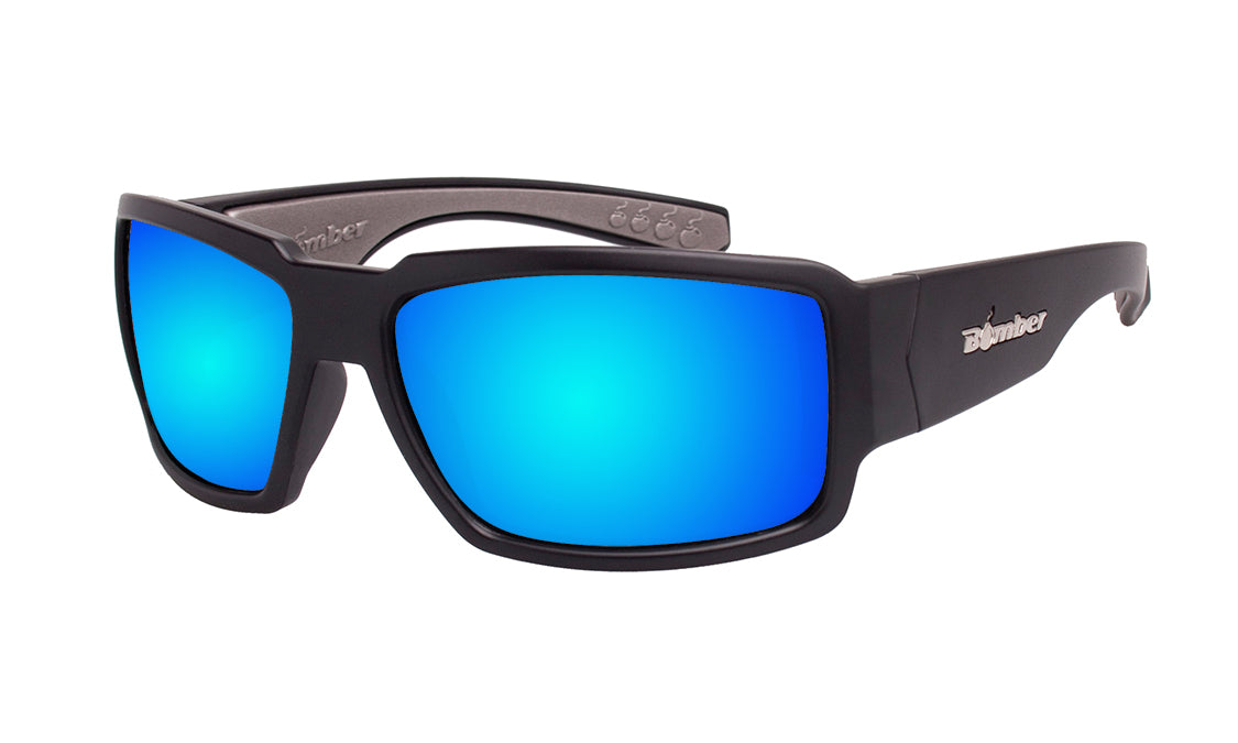 Blue Reflective Sunglasses with Safety Lenses Bomber Eyewear