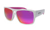 WHITE FRAME FLOATING SUNGLASSES WITH PINK POLARIZED LENS