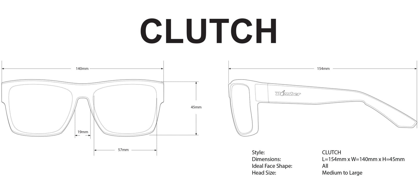 CLUTCH Safety - Ice Blue Mirror Crystal (Grande Available) - Safety Glasses - Bomber Eyewear - CL104ICE