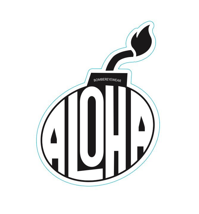 Decal Aloha Bomb Black and White Sticker - Accessories - Bomber Eyewear - 3" BOMB DECAL_ALOHA BLK WHT