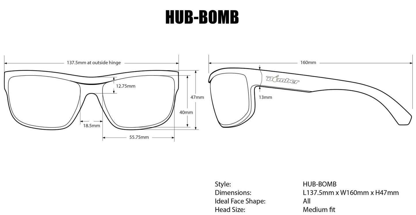 HUB Safety - Smoke - Safety Glasses - Bomber Eyewear - HB103