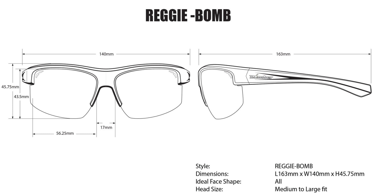 REGGIE Safety - Polarized Blue Mirror - Safety Glasses - Bomber Eyewear - RG111BM
