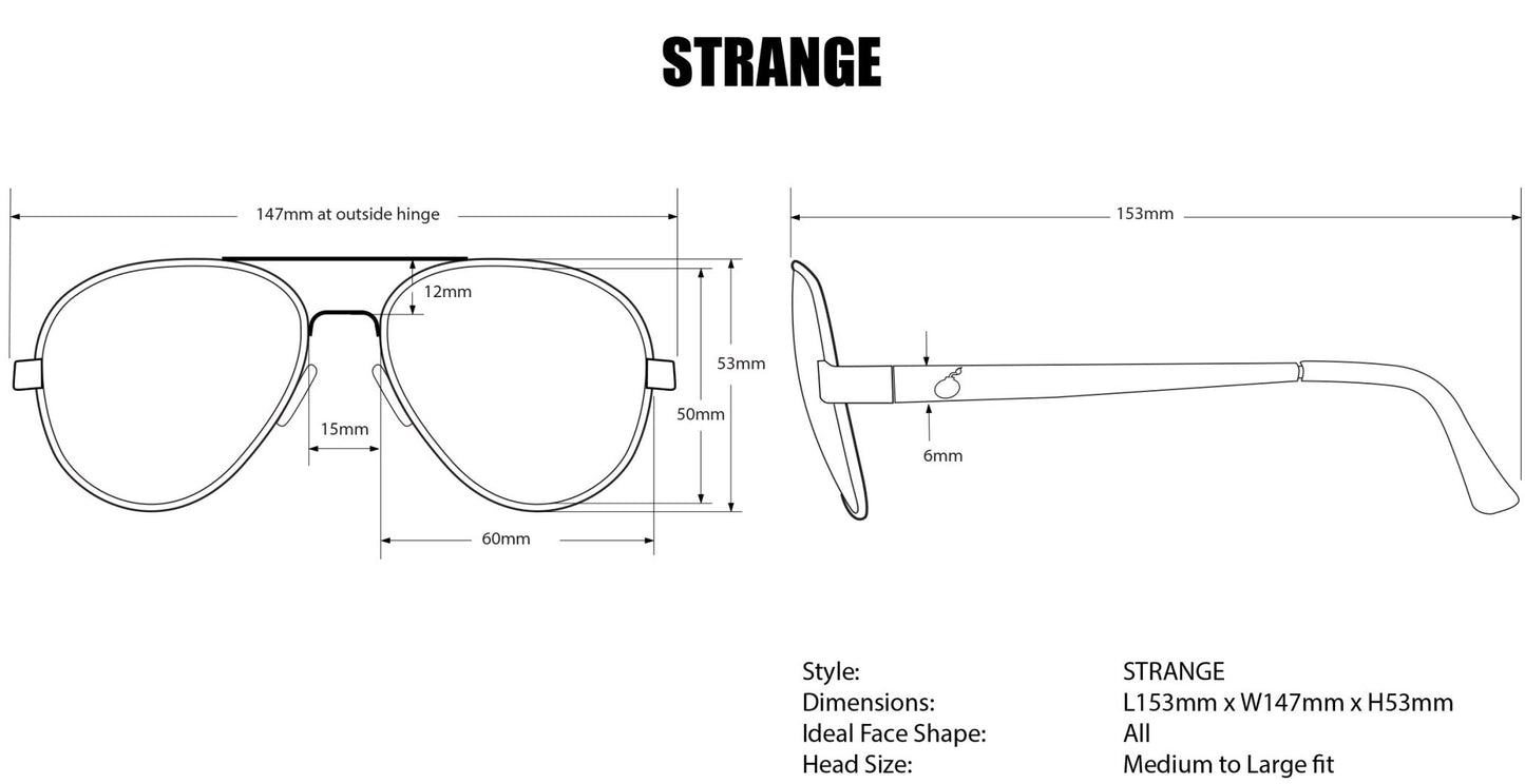 STRANGE - Polarized Ice Blue Mirror - Sunglasses - Bomber Eyewear - S111ICE