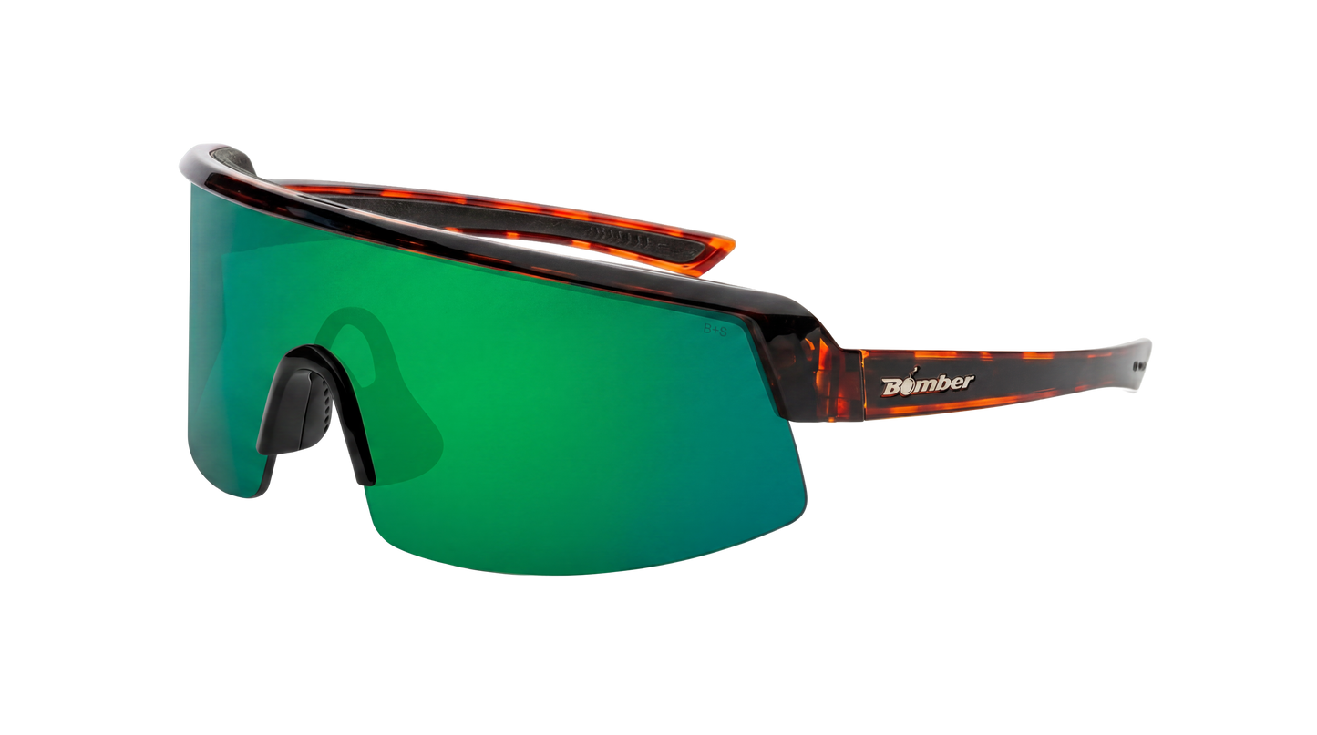 BOMB RIPPA Safety - Polarized Tortoise GREEN MIRROR