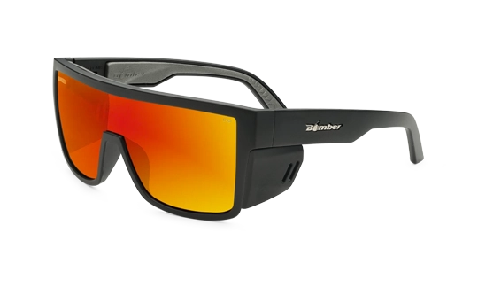 Bomber Safety Sunglasses for Men, ANSI Z87 Eyewear, 2 -Tone Smoke with Red  Mirror Lens BG104RMRF