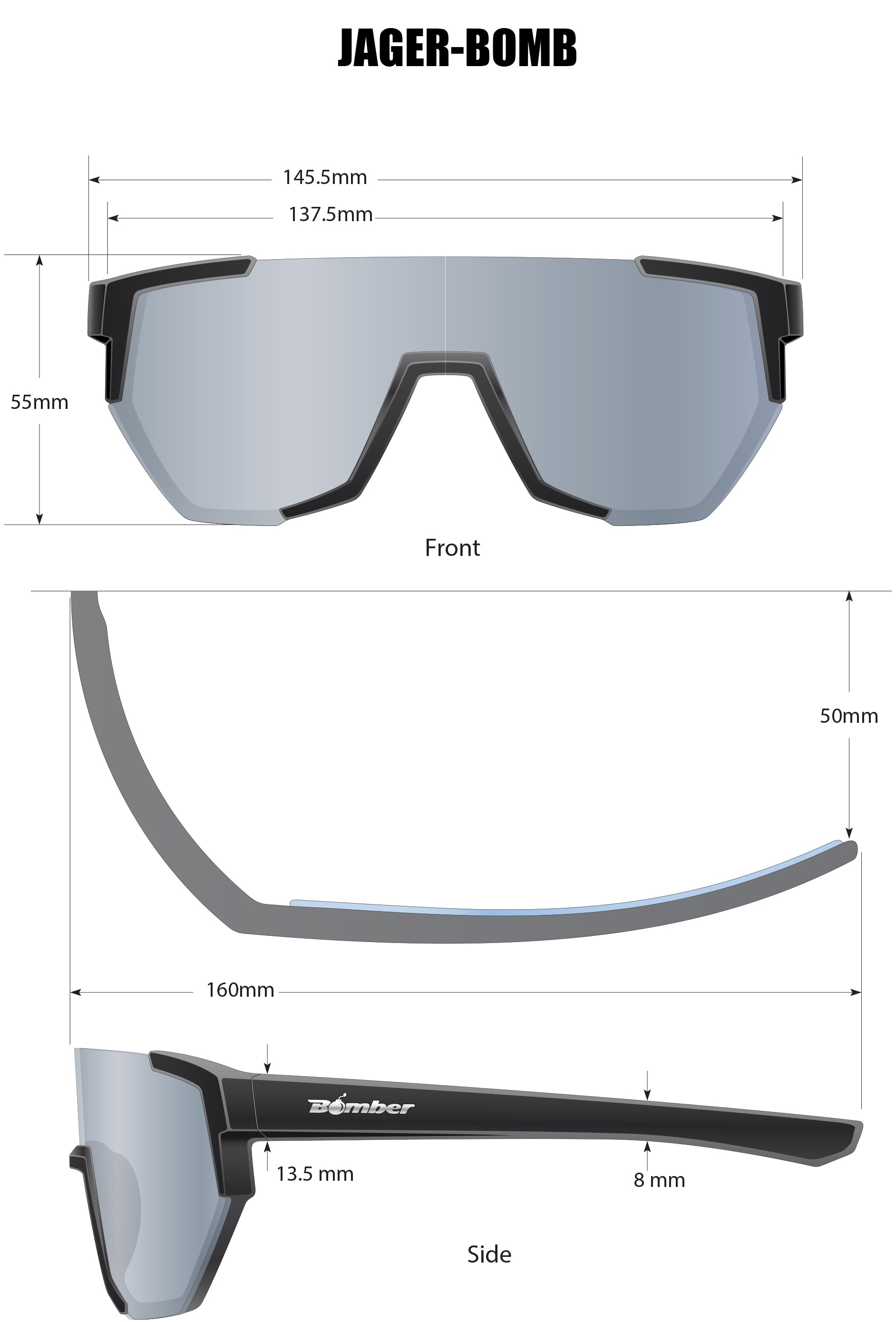 JAGER Bomb Safety - Silver Mirror Crystal – Bomber Eyewear JAGER Bomb Safety - Silver Mirror Crystal – Bomber Eyewear