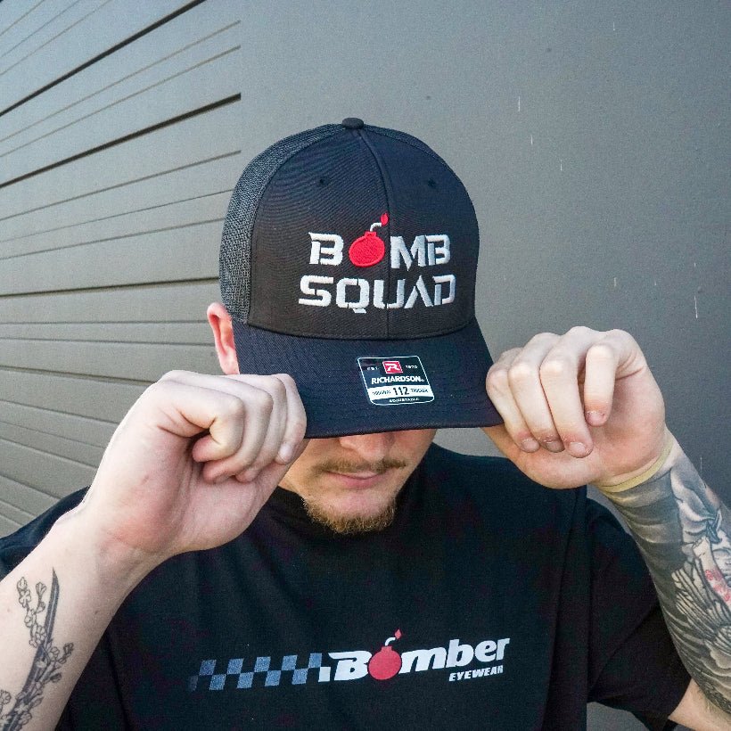 BLACK TRUCKER WITH BOMB SQUAD LOGO - Bomber Eyewear - 