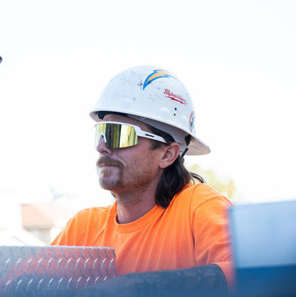 BOMB RIPPA Safety - Gold Mirror White - Safety Glasses - Bomber Eyewear - BRP105GLD