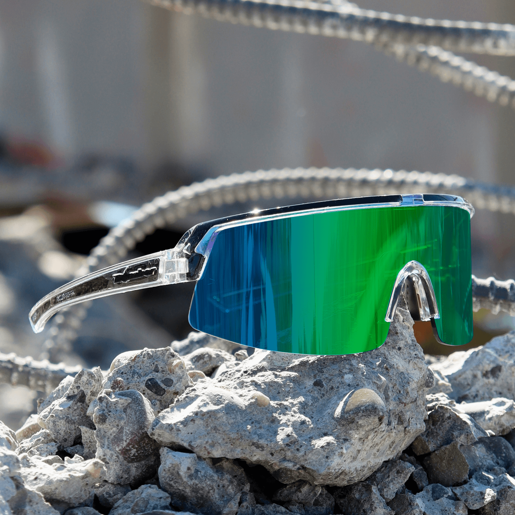 BOMB RIPPA Safety - Green Mirror Crystal - Safety Glasses - Bomber Eyewear - BRP104GM