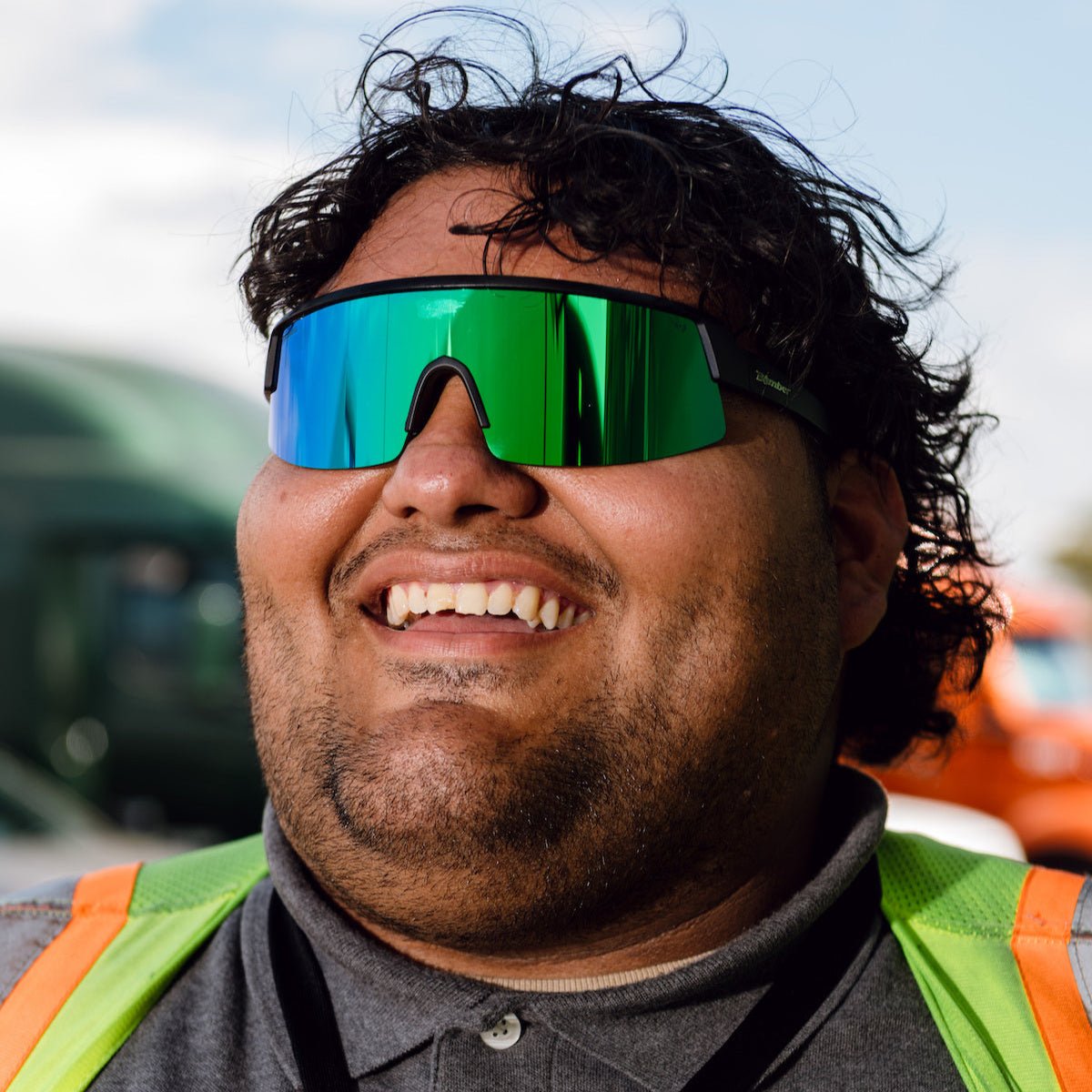 BOMB RIPPA Safety - Green Polarized Mirror - Safety Glasses - Bomber Eyewear - BRP111GM