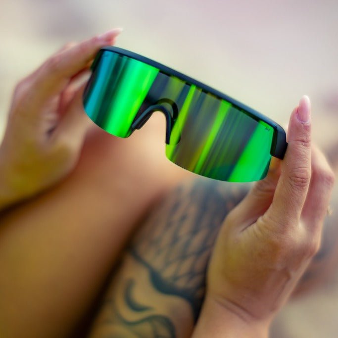 BOMB RIPPA Safety - Green Polarized Mirror - Safety Glasses - Bomber Eyewear - BRP111GM