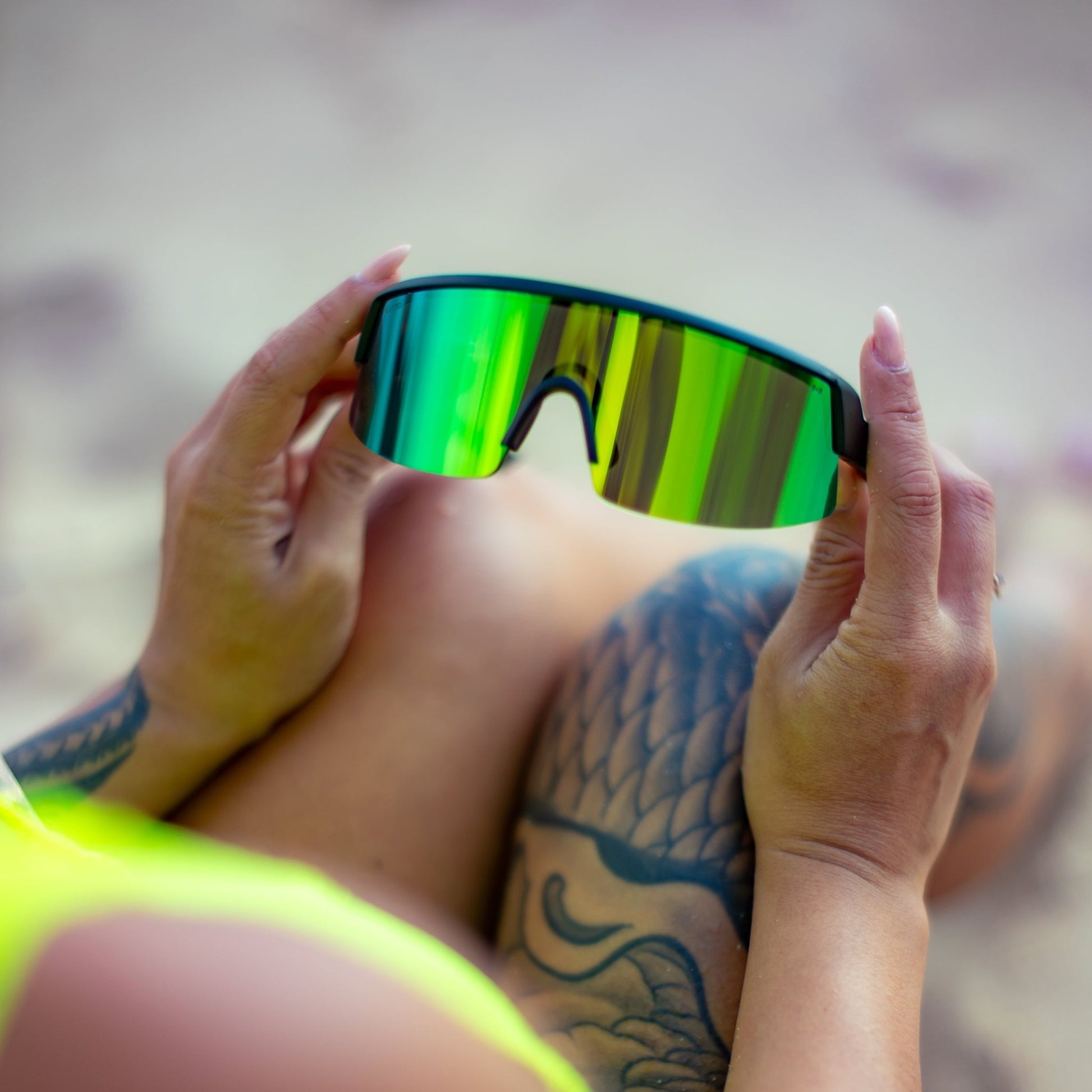 BOMB RIPPA Safety - Green Polarized Mirror - Safety Glasses - Bomber Eyewear - BRP111GM