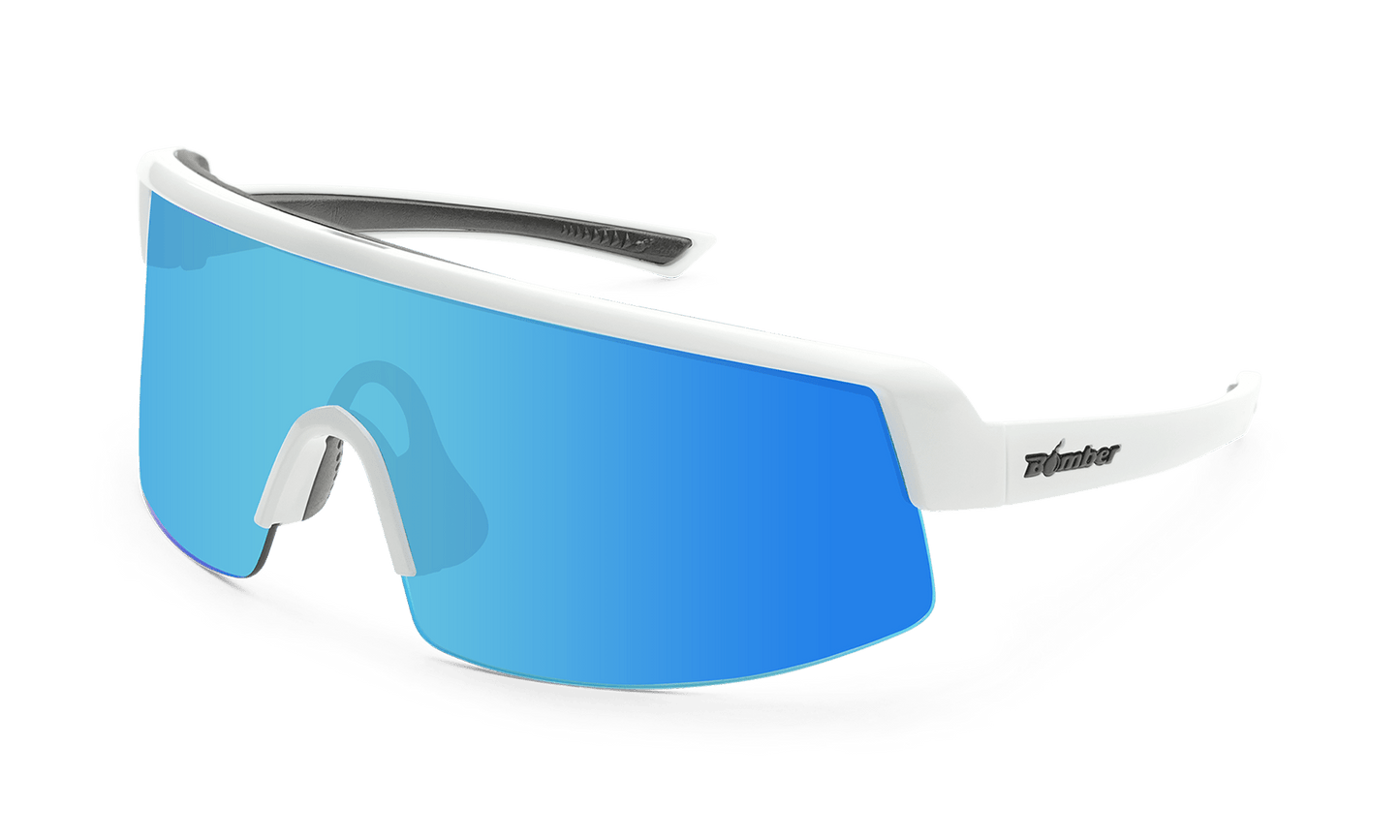 BOMB RIPPA Safety - Ice Blue Mirror White - Safety Glasses - Bomber Eyewear - BRP105ICE