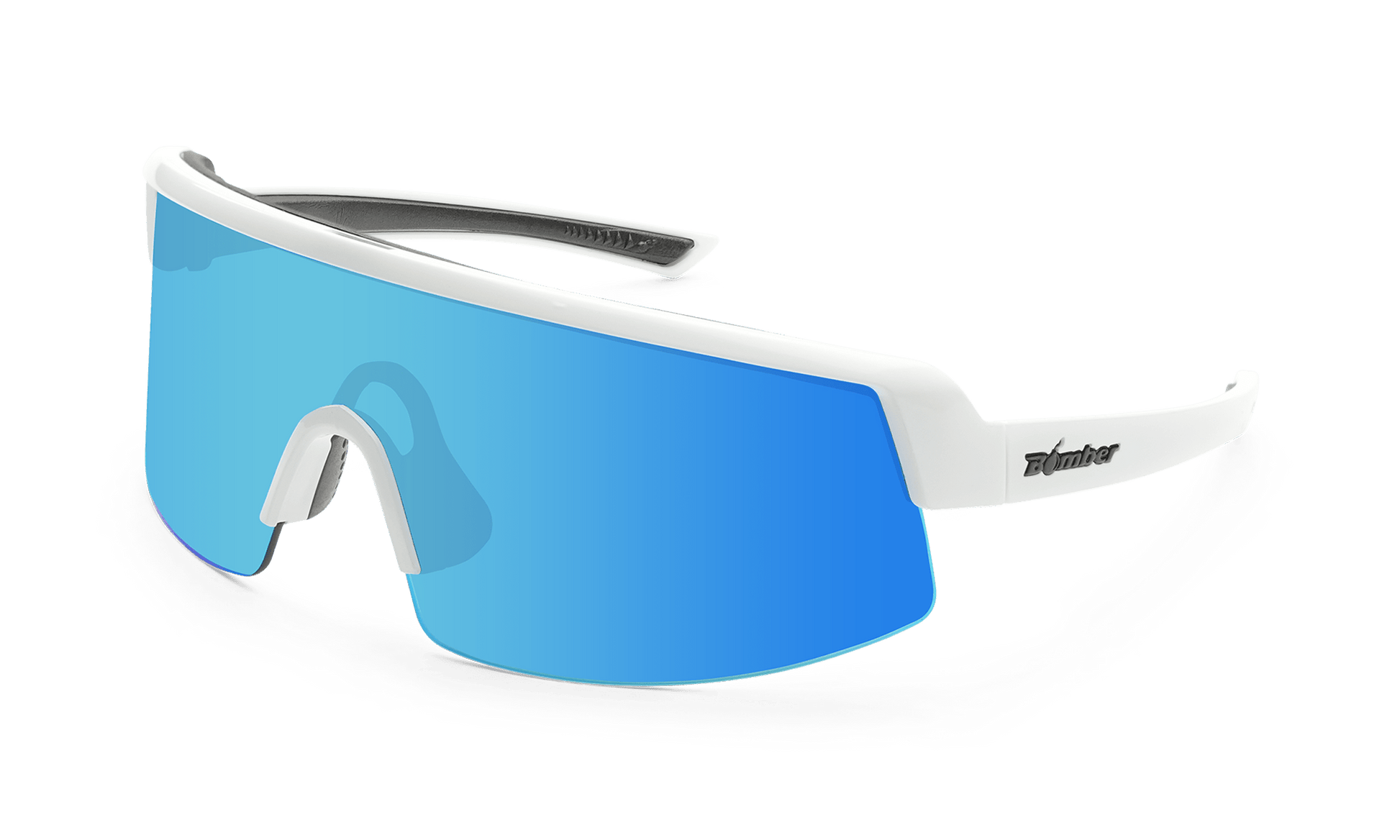 BOMB RIPPA Safety - Polarized Ice Blue Mirror White - Safety Glasses - Bomber Eyewear - BRP115ICE