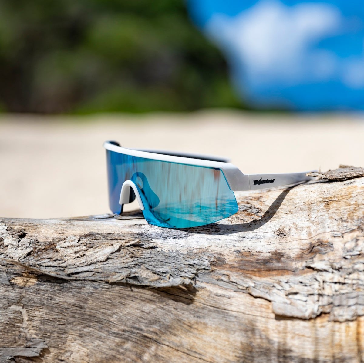 BOMB RIPPA Safety - Polarized Ice Blue Mirror White - Safety Glasses - Bomber Eyewear - BRP115ICE