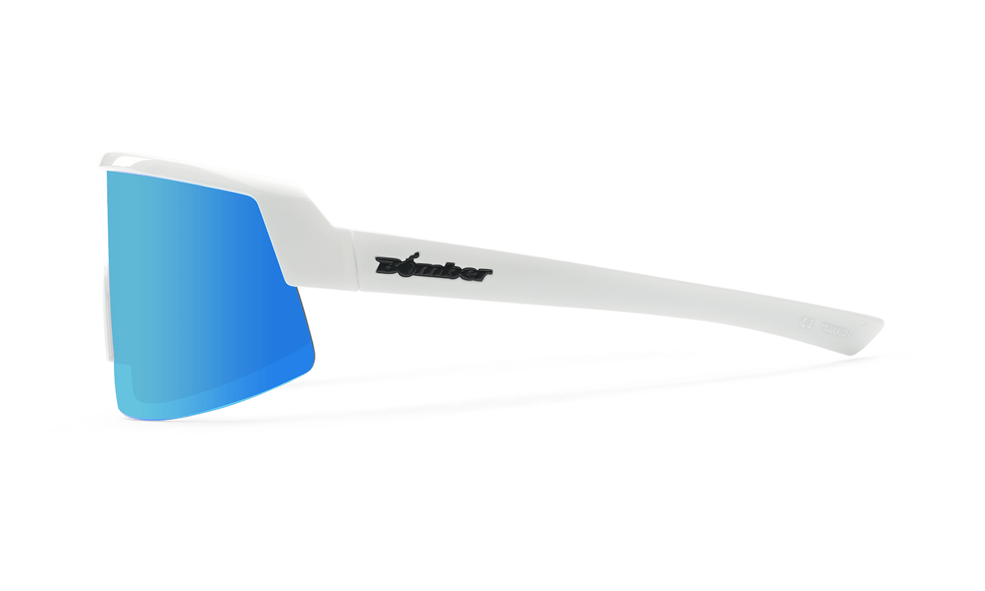 BOMB RIPPA Safety - Polarized Ice Blue Mirror White - Safety Glasses - Bomber Eyewear - BRP115ICE