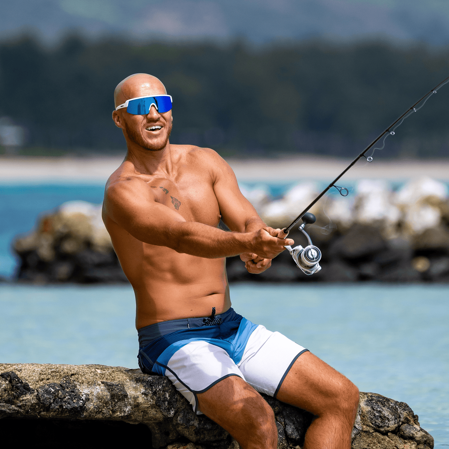 BOMB RIPPA Safety - Polarized Ice Blue Mirror White - Safety Glasses - Bomber Eyewear - BRP115ICE