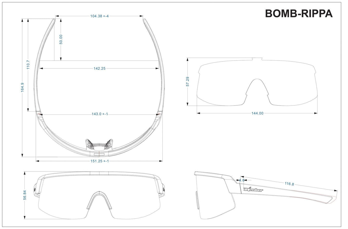 BOMB RIPPA Safety - Polarized Rose Gold Pink Mirror White - Bomber Eyewear - BRP115PM