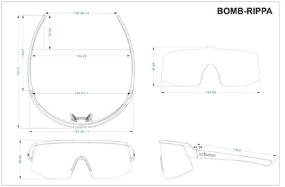 BOMB RIPPA Safety - Polarized Rose Gold Pink Mirror White - Bomber Eyewear - BRP115PM