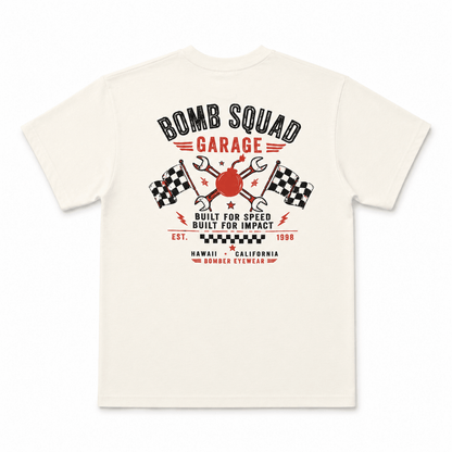 BOMB SQUAD GARAGE SS T-SHIRT - Bomber Eyewear - TS-WHT-SS-GARAGE-M