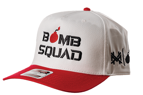 BOMB SQUAD RED & WHITE SNAPBACK - Bomber Eyewear - BH4_WHT/RED