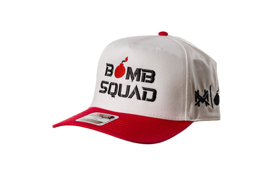 BOMB SQUAD RED & WHITE SNAPBACK - Bomber Eyewear - BH4_WHT/RED