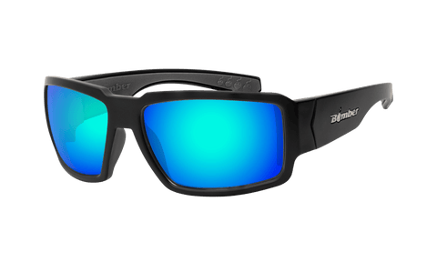 Blue Reflective Sunglasses with Safety Lenses