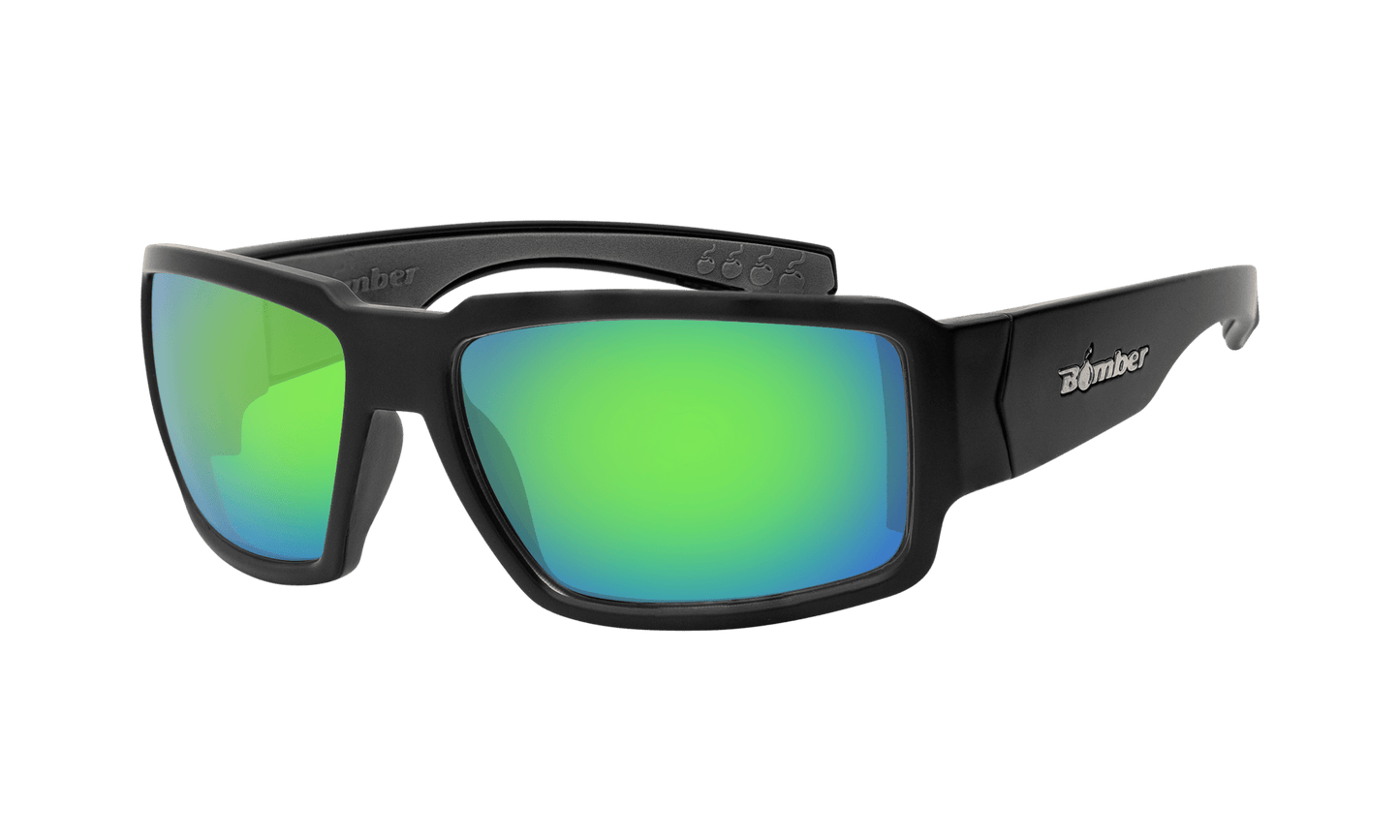 BOOGIE Safety - Polarized Green Mirror Black - Safety Glasses - Bomber Eyewear - BG111GM