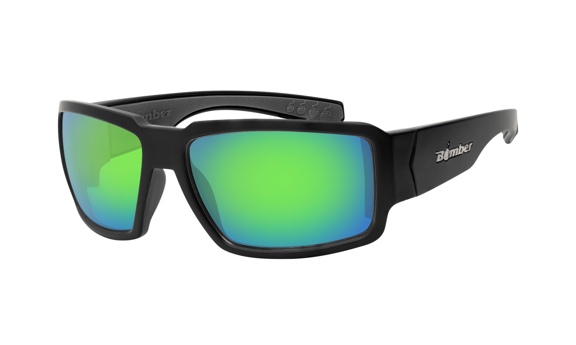 BOOGIE Safety - Polarized Green Mirror Black - Safety Glasses - Bomber Eyewear - BG111GM