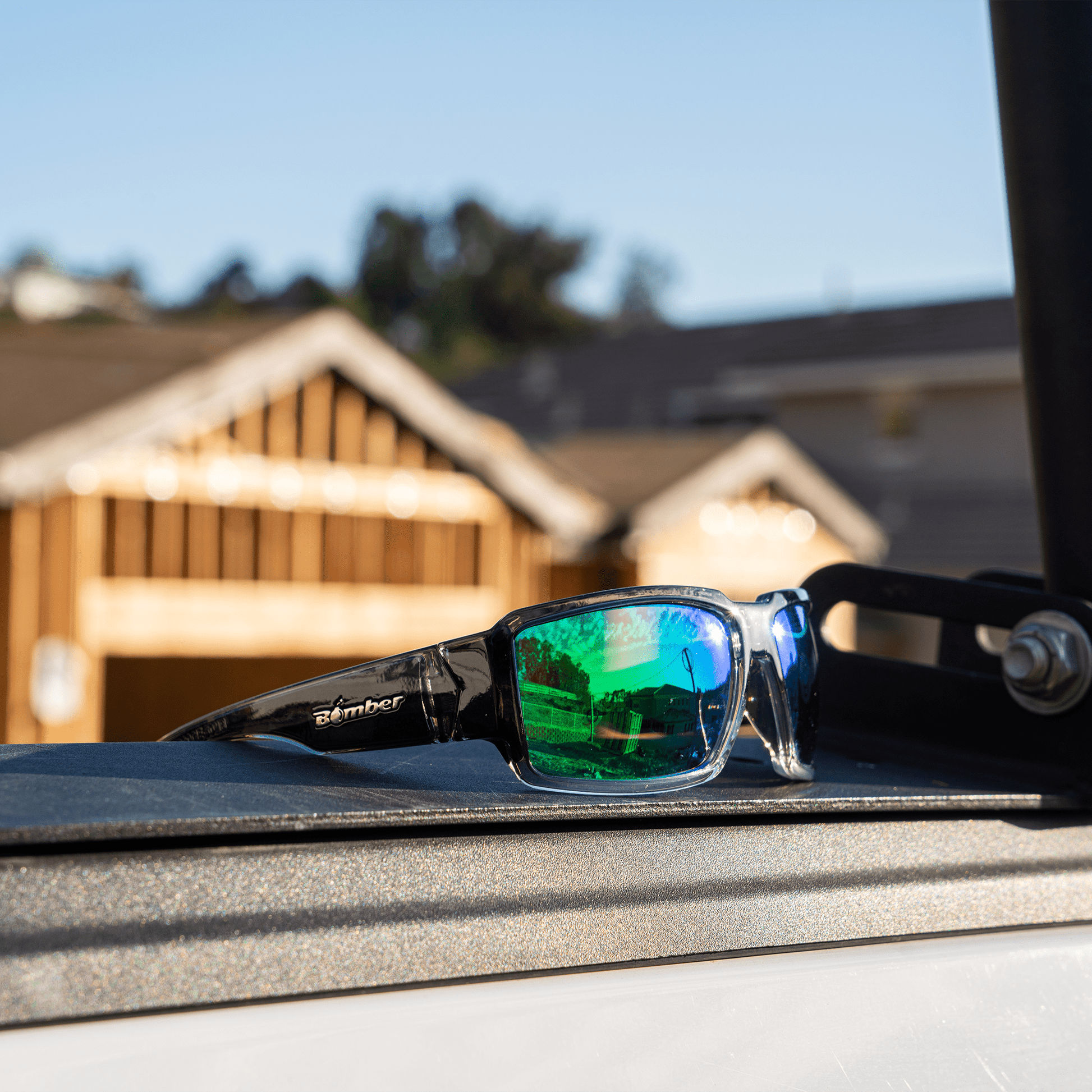 BOOGIE Safety - Polarized Green Mirror Black - Safety Glasses - Bomber Eyewear - BG111GM