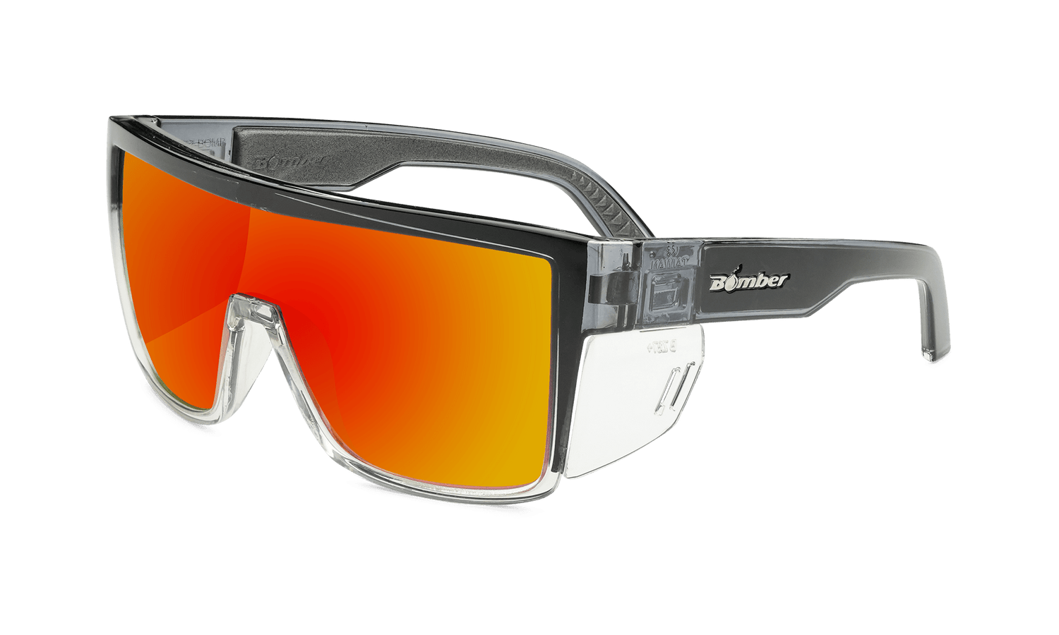 BUZZ Bomb Safety - Fire Red Mirror Crystal - Safety Glasses - Bomber Eyewear - BZ104RM