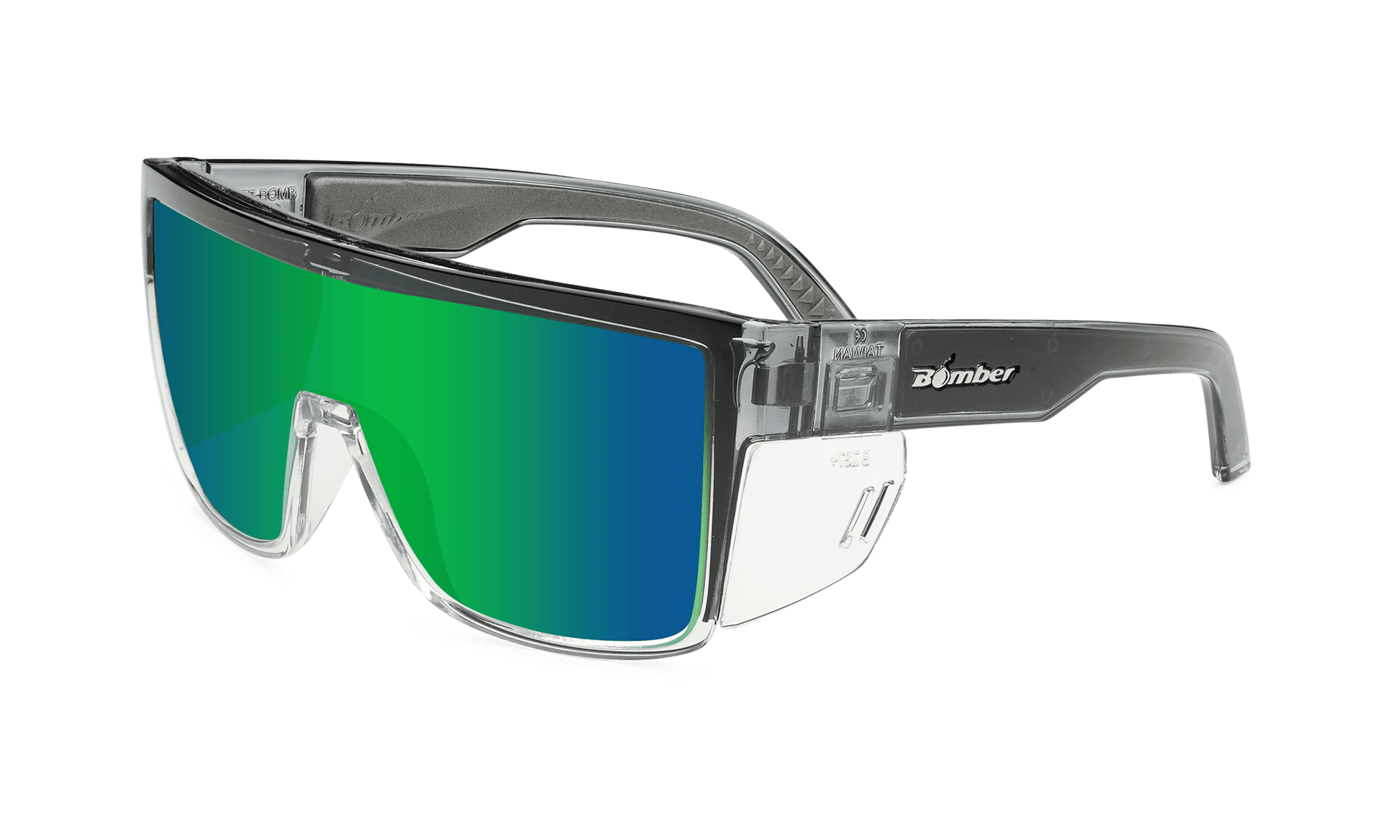 BUZZ Bomb Safety - Green Mirror Crystal - Safety Glasses - Bomber Eyewear - BZ104GM
