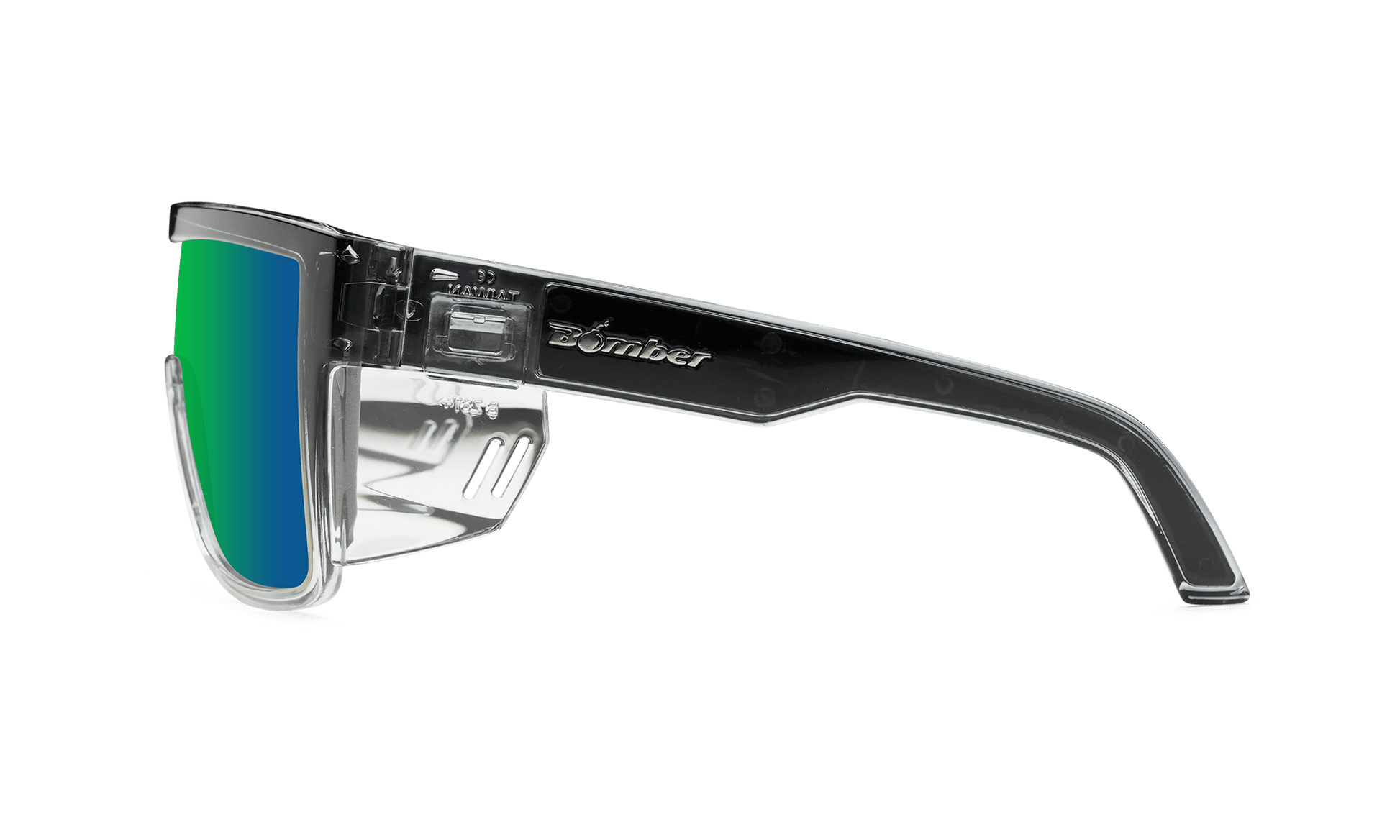 BUZZ Bomb Safety - Green Mirror Crystal - Safety Glasses - Bomber Eyewear - BZ104GM