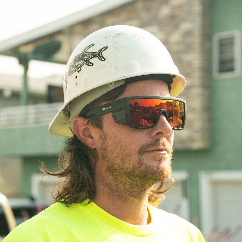 BUZZ Bomb Safety - Photochromic Fire Red Orange Mirror - Safety Glasses - Bomber Eyewear - BZ201OR