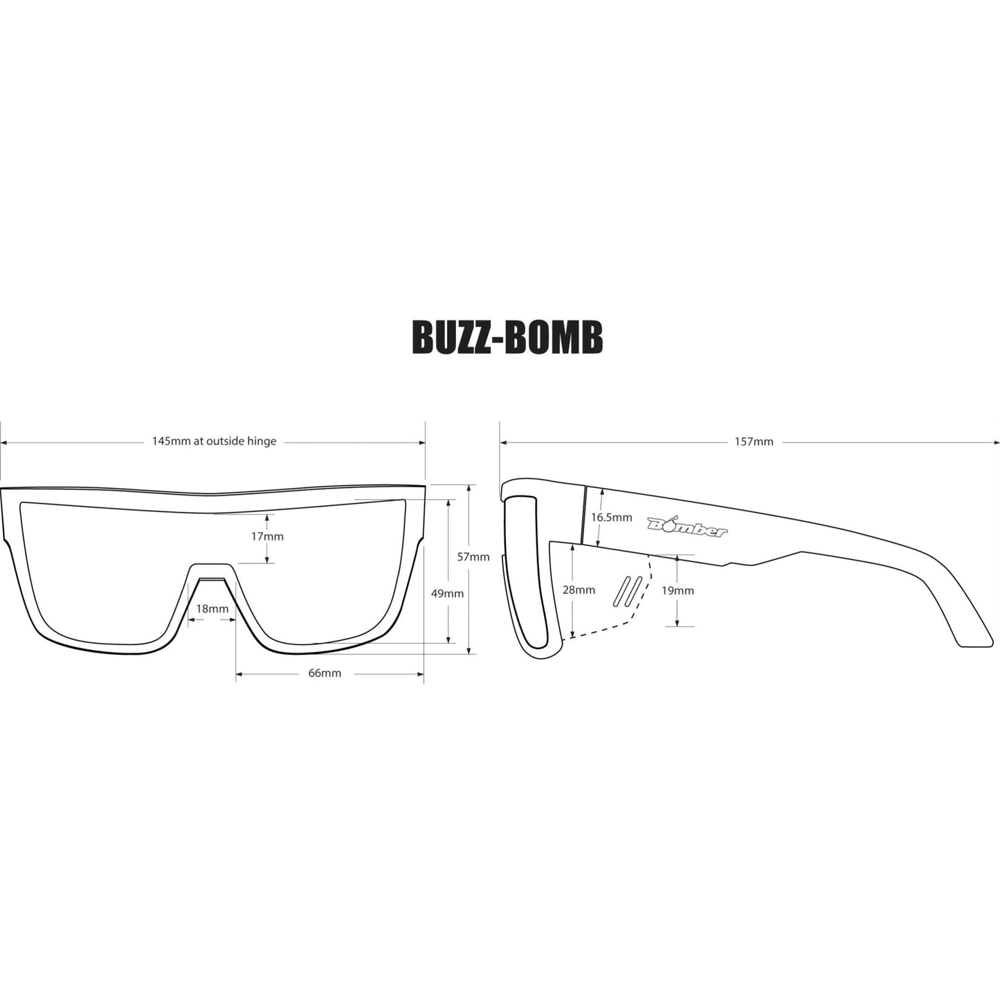 BUZZ Bomb Safety - Photochromic Fire Red Orange Mirror - Safety Glasses - Bomber Eyewear - BZ201OR