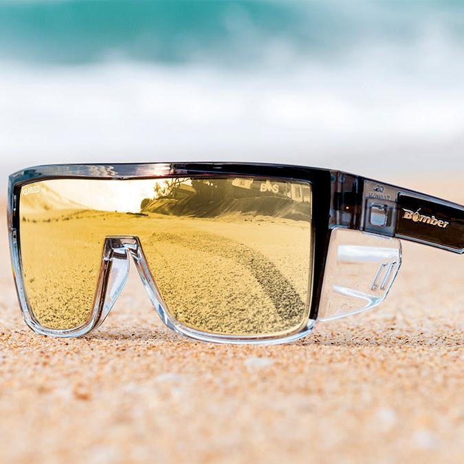 BUZZ Bomb Safety - Polarized Gold Mirror Crystal - Safety Glasses - Bomber Eyewear - BZ114GLD