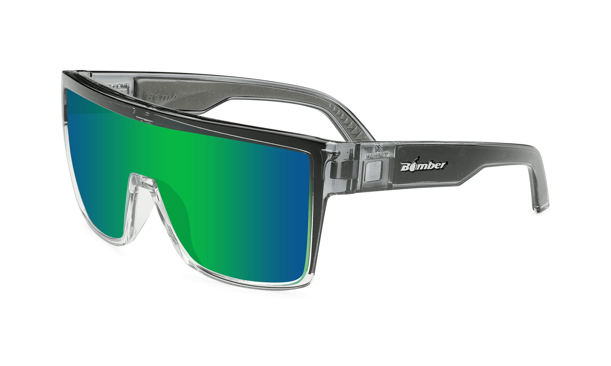 BUZZ Bomb Safety - Polarized Green Mirror Crystal - Safety Glasses - Bomber Eyewear - BZ114GM