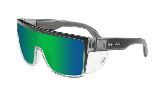 BUZZ Bomb Safety - Polarized Green Mirror Crystal - Safety Glasses - Bomber Eyewear - BZ114GM