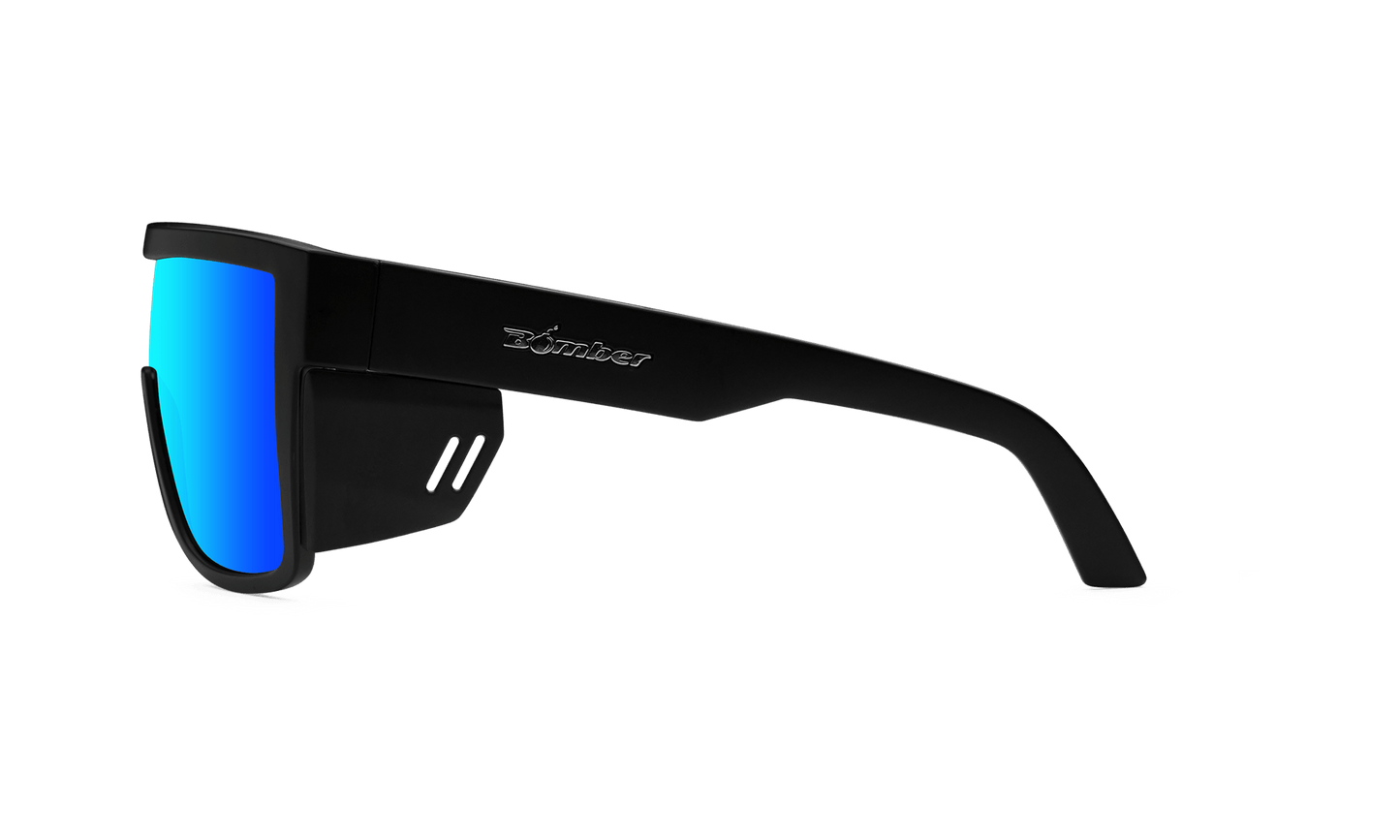 BUZZ Bomb Safety - Polarized Ice Blue Mirror Black - Safety Glasses - Bomber Eyewear - BZ111ICE