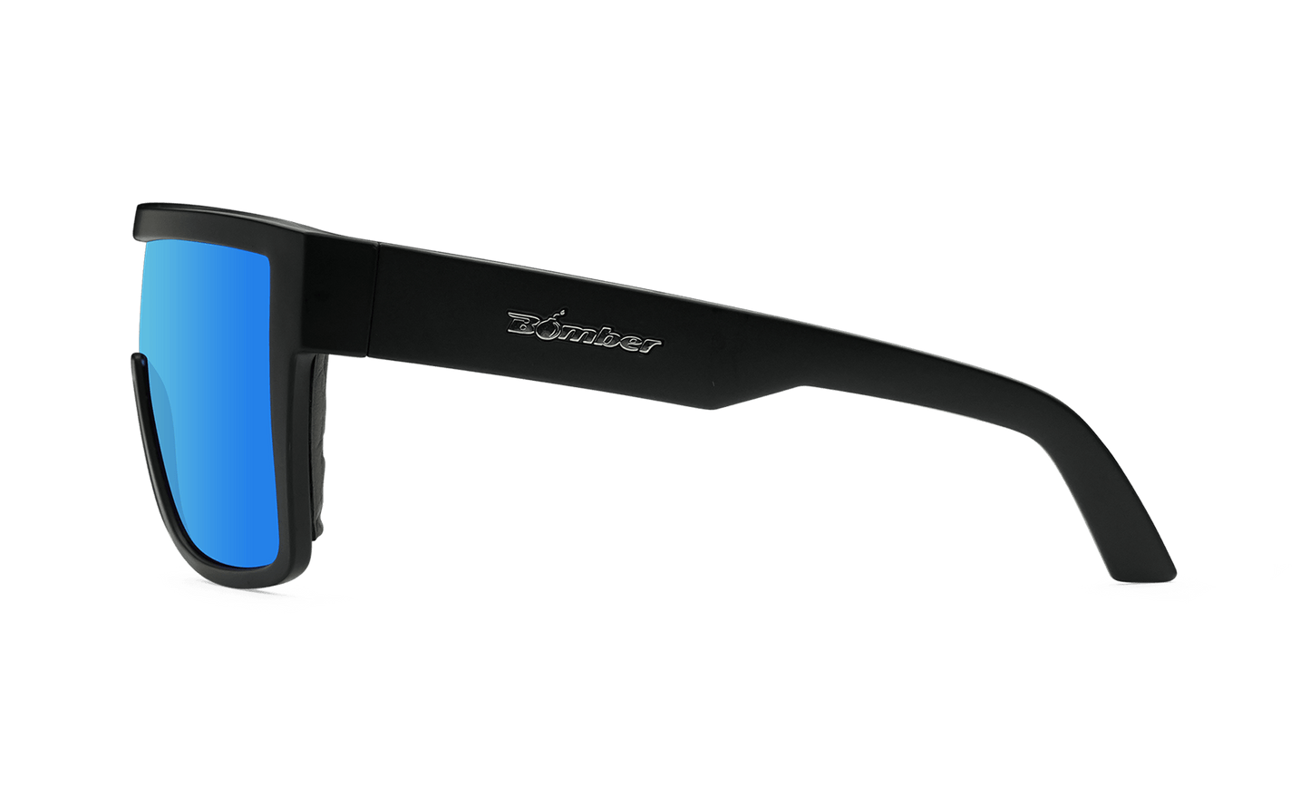 BUZZ Bomb Safety - Polarized Ice Blue Mirror Black - Safety Glasses - Bomber Eyewear - BZ111ICE