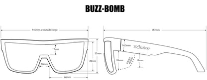 BUZZ Bomb Safety - Polarized Ice Blue Mirror Tortoise - Safety Glasses - Bomber Eyewear - BZ112ICE