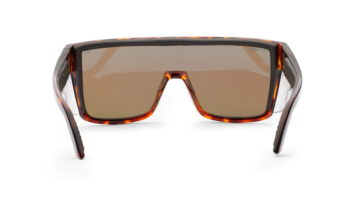 BUZZ Bomb Safety - Polarized Ice Blue Mirror Tortoise - Safety Glasses - Bomber Eyewear - BZ112ICE