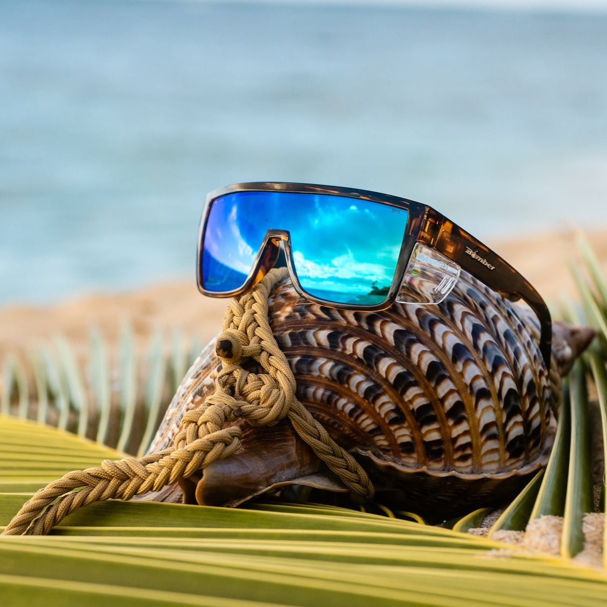 BUZZ Bomb Safety - Polarized Ice Blue Mirror Tortoise - Safety Glasses - Bomber Eyewear - BZ112ICE