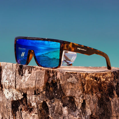 BUZZ Bomb Safety - Polarized Ice Blue Mirror Tortoise - Safety Glasses - Bomber Eyewear - BZ112ICE