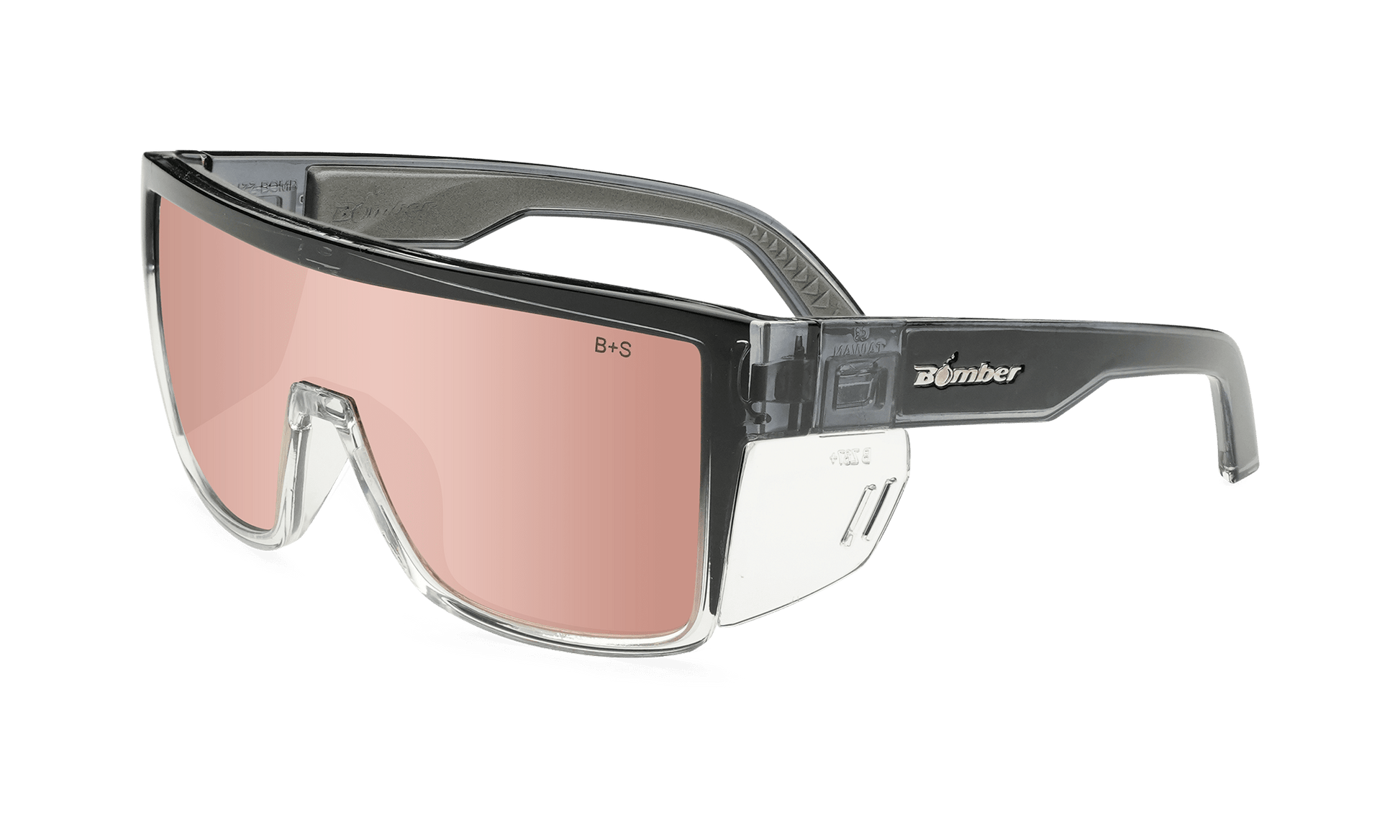 BUZZ Bomb Safety - Polarized Rose Gold Mirror Crystal - Safety Glasses - Bomber Eyewear - BZ114PM