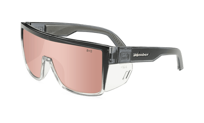 BUZZ Bomb Safety - Polarized Rose Gold Mirror Crystal - Safety Glasses - Bomber Eyewear - BZ114PM